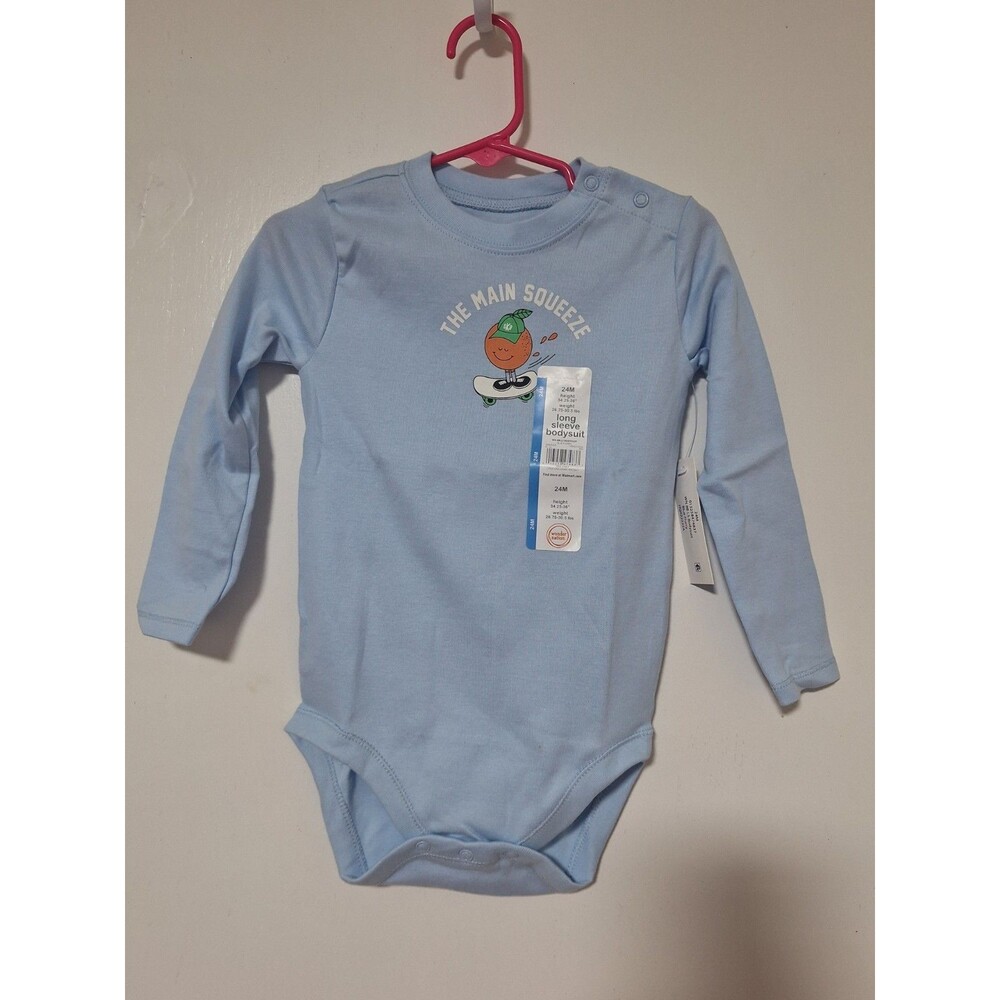 Wonder Nation Long Sleeve Blue Bodysuit The main‎ squeeze 24 Months New